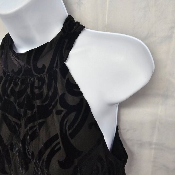 Francescas Black Velour Flocked Choker Tank Goth Boho Burnout Romantic S - Picture 5 of 13